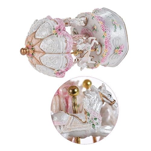 Carousel Music Box, Luxury Color Change LED Music boxes, Luminous Light 3-horse Rotating Windup Musical Christening Gifts for Girls thumbnail 5