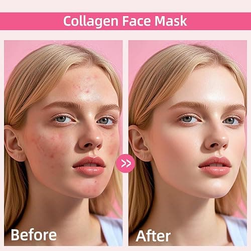 dewyhour Collagen Face Mask: 5 Pack Hydrating Deep Collagen Mask Face Overnight Sheet Mask with Hyaluronic Acid | Firming & Elasticity Skin, Korean Face Mask, Pore Minimizing, Glass Glow Skin thumbnail 7