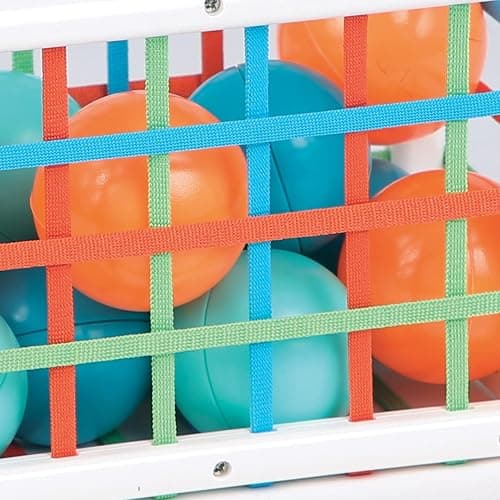Ludi - Cube De Manipulation - Jouets D'Éveil Bébé - Dès 10 Mois - Développe La Réflexion, La Motricité Fine, Le Toucher & La Découverte - 1 Cube Élastique + 12 Balles Oranges & Bleues Au Son Rigolo thumbnail 4