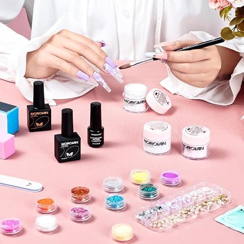 Morovan Acrylic Nail Kit for Beginners: Professional Nail Kit Set with Acrylic Powder Glitter Full Nail Starter Kit for Nail Extensions thumbnail 7