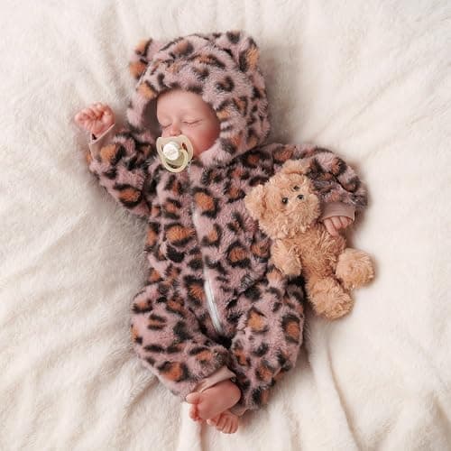 BABESIDE Reborn Baby Doll Clothes Set for 17-22 Inch Dolls, Cozy Babydolls Clothes with Hat for Lifelike Reborn Baby Doll Accessories, Leopard Print thumbnail 5