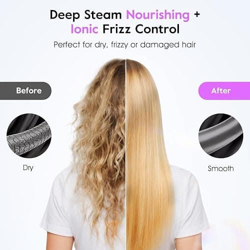 slopehill Steam Hair Straightener Brush – Ionic Steam Straightening Brush for Smooth, Frizz-Free Hair, Fast Heating, 4 Adjustable Temperature, Anti-Scald Design thumbnail 3