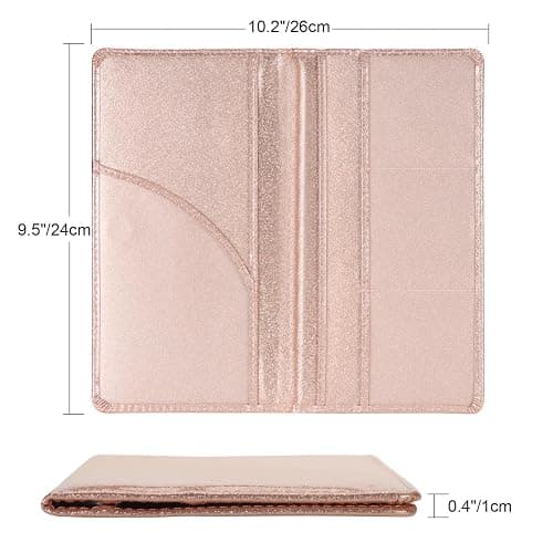Car Registration and Insurance Holder, Glove Box Organizer，Bling Rose Gold | Car Accessories Cacturism Organizer Women Car Accessories with Magnetic Shut for Cards, Essential Document, Driver License thumbnail 3