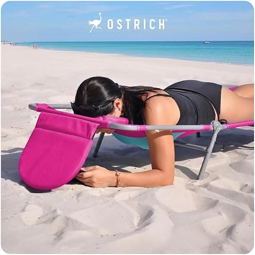 Ostrich the Ladies Comfort Lounger with Chest Support, Foldable and Portable Reclining Outdoor Patio Beach Lawn Camping Pool Tanning Chair, Pink thumbnail 12