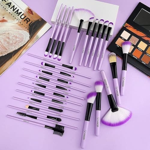 Make up Brushes, VANDER Professional 32pcs Makeup Brush Set, Makeup Brushes Set Foundation Blending Cosmetic Brush Set Kit,Purple thumbnail 7