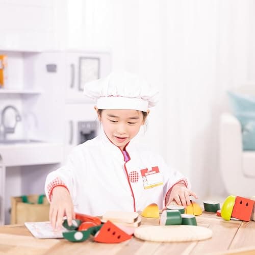 Melissa & Doug Chef Role Play Costume Dress-Up Set (8-Piece) - Chef's Jacket, Hat, Name Tag - Pretend Chef Dress up Outift with Realistic Accessories, Kids Dress Up for Toddlers & Children Ages 3+ thumbnail 4