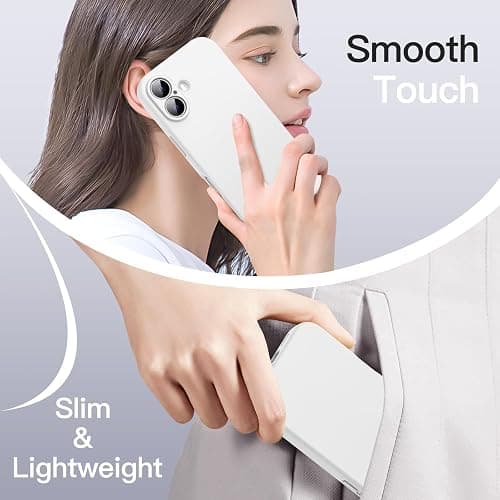 JETech Magnetic Silicone Case for iPhone 16 6.1-Inch, Compatible with MagSafe, Silky Soft Touch, Shock Absorbing Phone Cover with Camera Lens Full Protection (White) thumbnail 7
