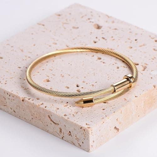 Lamdo 18K Gold Plated Womens Stackable Floral Gold Clover Bracelets Set Love Bangle Bracelets Non Tarnish, Gold Bracelet Set Trendy Jewelry,Gifts for Women's Day and Mother's Day - Gold - One Size thumbnail 6