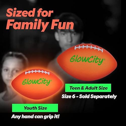 GlowCity Glow in The Dark Football - Size 3/6 Light Up Ball Gifts for Kids, Teens & Adults - Bright Football for Night Outdoor Games - Sports Birthday Gift Ideas for Boys Ages 6 7 8 9 10 11 12 13 14 thumbnail 3