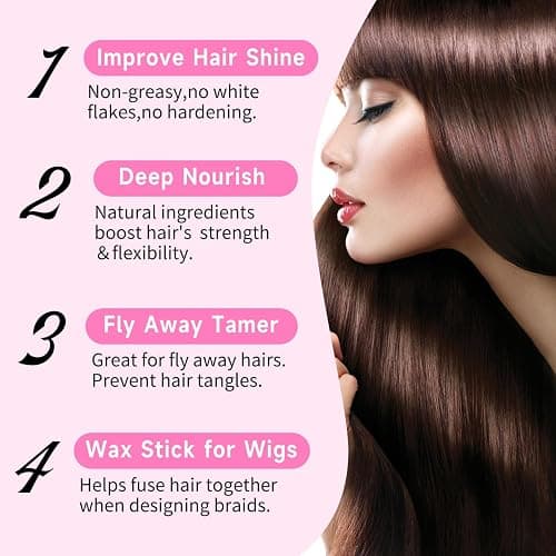 PasaRose Hair Wax Stick, Slick Back Styling Set for Puffs and Wigs - 4 Combs: Edge Brush, Rat Tail for Separation, Loose Hair Brush, Non-Greasy Finish for Styling thumbnail 2