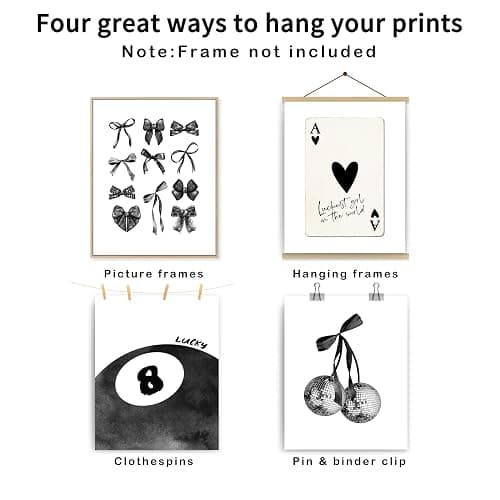 okaxscm Black Coquette Trendy Preppy Wall Art Prints Set of 4, Coquette Room Decor, Preppy Room Decor Aesthetic, Black Bow Disco 8 Ball Cherry Wall Decor Posters for Girls Bedroom Dorm, 8x10 Unframed thumbnail 2