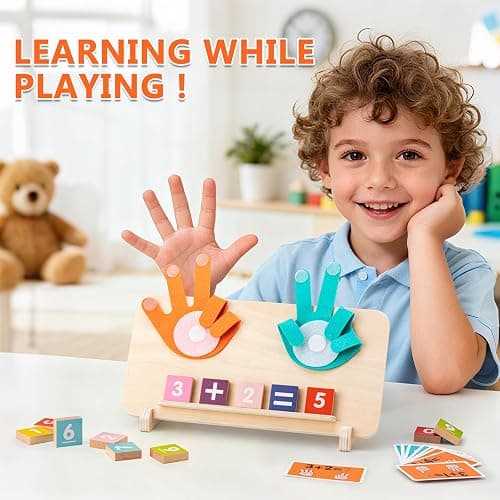 GUEETIC® Preschool Math Manipulatives Learning Toys for Toddlers 2-4 | Montessori Number Counting Block Toys for Kids, Educational Toys for 3-5 Year Old Boys Girls Christmas Birthday Gifts thumbnail 2