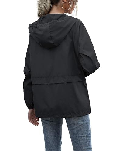 PESION Women's Waterproof Raincoat Lightweight Rain Jacket Hooded Windbreaker with Pocket for Outdoor thumbnail 3