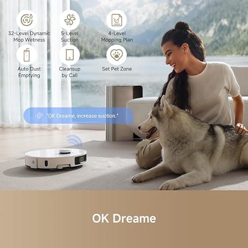 dreame L40 Ultra Robot Vacuum Self Emptying, 11,000Pa Suction Robot Vacuum and Mop Combo with Auto Cleaning Dock, 149℉ Mop Washing, SideBrush Extendable, Solution Auto Refill, Voice Control thumbnail 7