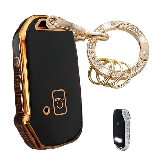 Kepdul for Kia Key Fob Cover Key Protective Holder Fit for Kia Soul Forte Telluride K5 Seltos NIRO Sportage Sorento Smart Keys Shell (Gold-Black) - Image 1