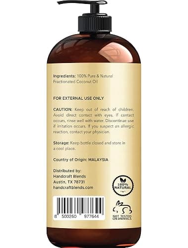 Handcraft Blends Fractionated Coconut Oil - 16 Fl Oz - 100% Pure and Natural - Premium Grade Carrier Oil for Skin, Hair and Body - Massage - Hair Tonic thumbnail 3