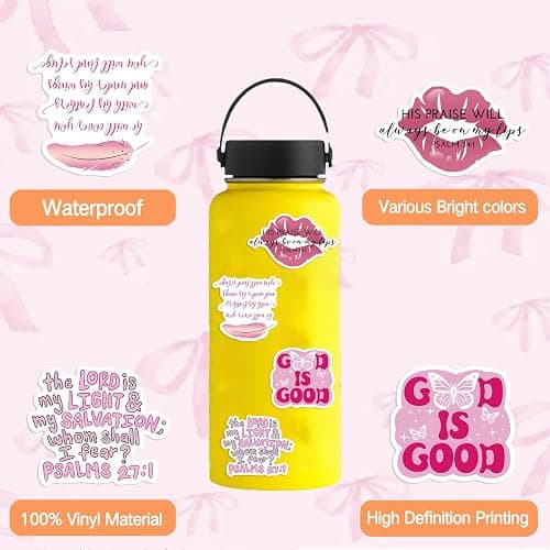 50 PCS Bible Verse Stickers Jesus Inspirational Pink Christian Stickers Faith Bible Scripture Sticker Religious Sticker for Adults Faith Based Gifts thumbnail 4
