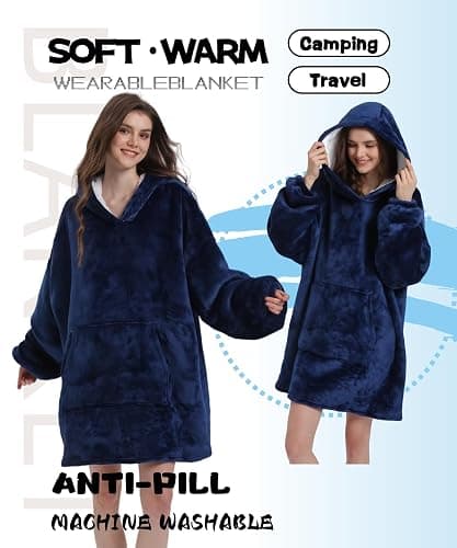 Solvienne Wearable Blanket Hoodie, Men Women Soft Flannel with oversized Pocket Christmas Halloween Cozy Lounge Wear thumbnail 2