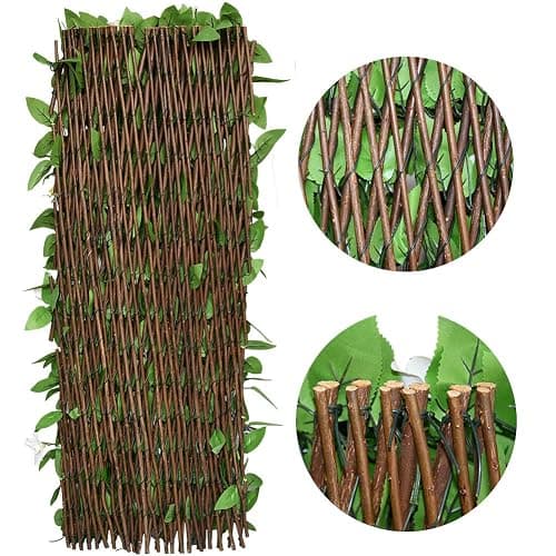 JOYSFIT Expandable Faux Ivy Fence,Artificial Privacy Screen Decor for Outdoor Wall, Balcony and Patio, Single Sided Leaves (1,White Flower) thumbnail 5
