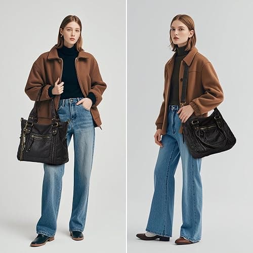 Worldlyda Crossbody Bags for Women Large Tote Soft Leather Purses Washed Y2K Hobo Vintage Handbag Shoulder City Bag thumbnail 2