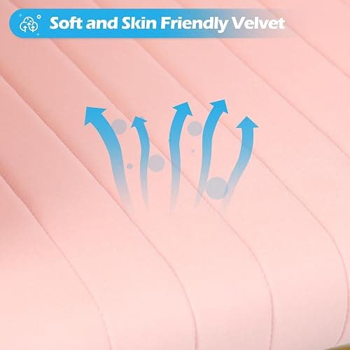 Home Office Chair Swivel Velvet Desk Chair Accent Armchair Upholstered Modern Tufted Chairs with Gold Base for Girls Women Ergonomic Study Seat Computer Task Stools for Living Room(Pink) thumbnail 7