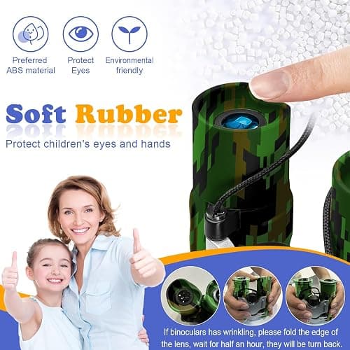 Obuby Real Binoculars for Kids Gifts for 3-12 Years Boys Girls 8x21 High-Resolution Optics Compact Toy Binocular for Bird Watching,Travel, Camping thumbnail 4