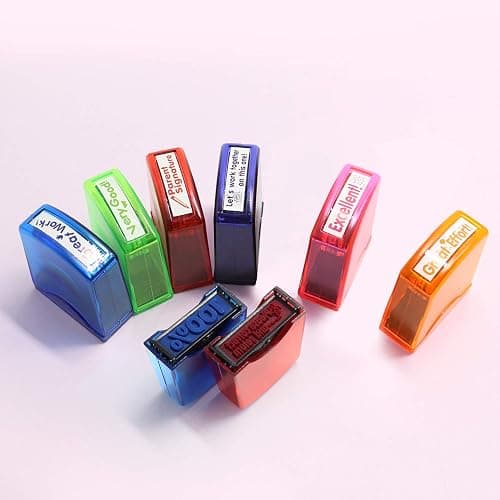 RELIANCER 8PCS Teacher Stamp Set,Colorful Self-Inking Motivational Classroom Stamper for Grading,Encouraging Rating Stamp Student,Parent Signature Stamps for Homework,School Homeschool Reward Supplies thumbnail 7