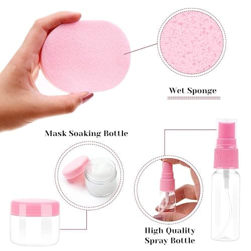 anezus 11 Pcs DIY Facial mask Mixing Tool Kit with Bowl Stick Spatula Silicone Brush Spray Bottle Puff Soaking Bottle Gauges (Pink) thumbnail 5