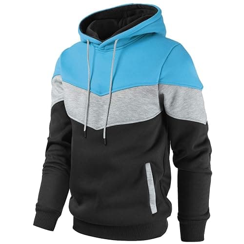 Gesean Men's Novelty Color Block Pullover Fleece Hoodie Long Sleeve Casual Sweatshirt with Pocket thumbnail 2