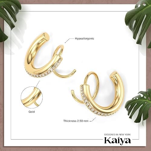 Spiral Hoop Twist Double Earrings - 14K Helix Spiral Earrings, Double Piercing Earrings, Faux Double Hoop Earrings, Tiny Twist Earrings for Women thumbnail 2