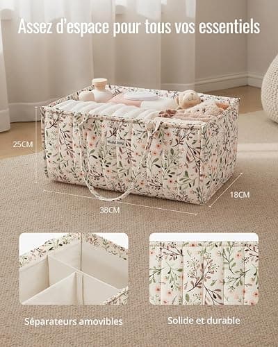 Blissful Diary Nappy Caddy Organiser, Baby Diaper Caddy for Nappy Station, Stylish Storage Basket for Newborn Essentials, Baby Shower Gifts for Girl or Boy,Pastoral Daisy thumbnail 3