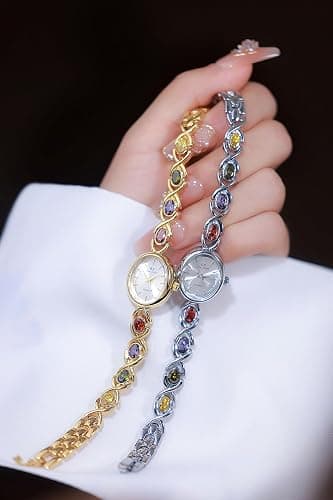 FANMIS Gold Tone Watches for Women with Small Vintage Bracelet Elegant Jade Oval Dial Dress Watch Fashion Quartz Wrist Watch Waterproof Watch thumbnail 6