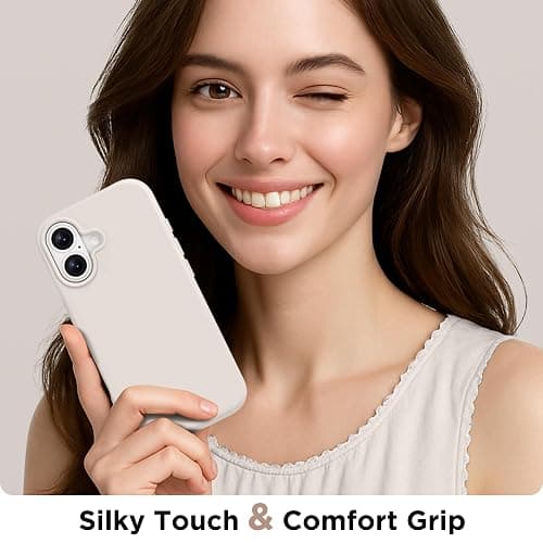 GolbinBox Magnetic for iPhone 17 Case, Compatible with MagSafe, Screen Protector + Camera Lens Protector, Liquid Silicone Shockproof Phone Cover with Anti-Scratch Microfiber Lining, Stone thumbnail 8