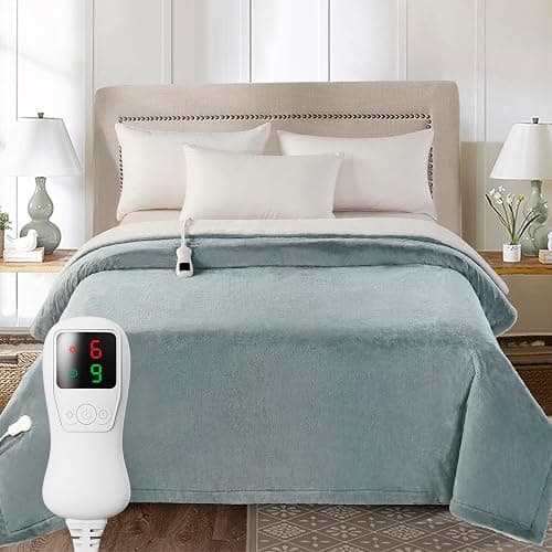 Electric Blanket Full Size 72"x84", Heating Blanket, Soft Flannel Heated Blanket, 9 Heating Levels,1-9 Hours Auto Off, Fast Heating, Overheat Protection, Machine Washable,Gifts for Woman, Gray thumbnail 2
