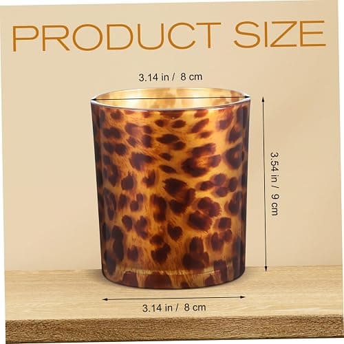 IMIKEYA Stable Vintage Leopard Print Glass Candle Holder for Decorative Candle thumbnail 3