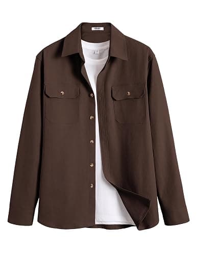 COOFANDY Mens Shirt Jacket Casual Button Up Shirts Long Sleeve Lightweight Shacket with Flap Pockets thumbnail 6