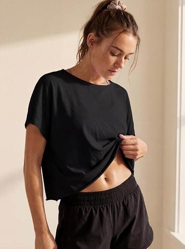 GRECERELLE Women's Open Back Workout Tops Backless Athletic Shirts Casual Crop Running Tee Y2k Yoga thumbnail 3
