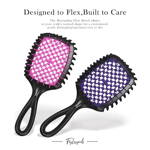 Detangler Brush – 2 Pack Vented Hair Brush for Wet/Dry Hair – Easy, Pain-Free Detangler Brush Reduces Knots & Breakage – For Curly, Straight, Thick or Fine Hair – Women, Men & Kids (Pink+Purple) thumbnail 6