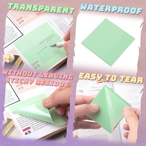 Jetec 500 Sheets Transparent Sticky Notes Bulk 3x3 Pastel See Through Sticky Notes Clear Books Annotation Tabs Self Adhesive Waterproof Translucent Memo Pad for Office Bible(Mixed Color,Vintage) thumbnail 5