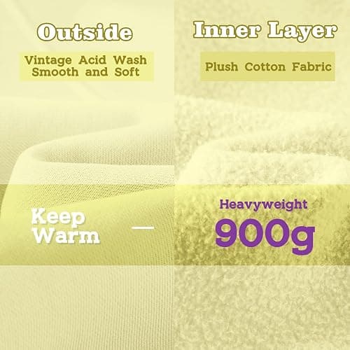 FAIABLE Mens Hoodies Oversized Unisex Acid Wash Hoodie Heavyweight Fleece Vintage Cotton Sweatshirt Men Women Streetwear thumbnail 6