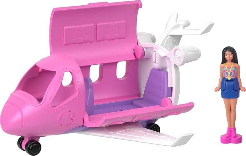 Barbie Mini BarbieLand DreamHouse & 3-Vehicle Playset with 4 1.5-Inch Dolls, Doll House Furniture & Accessories, Includes DreamCamper, Toy Boat & Plane thumbnail 2