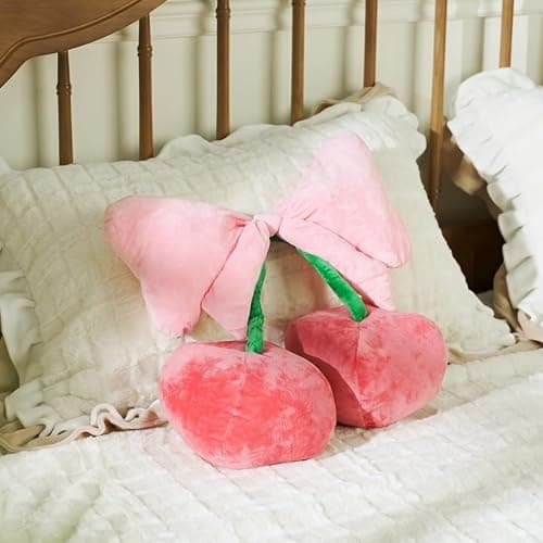 Beeveer Bow Pillow Cherry Throw Pillow Aesthetic Cute Coquette Room Decor Funny Preppy Cherry Cushions for Bedroom Living Room Sofa Bed Chair Decoration (Pink,Small) thumbnail 5