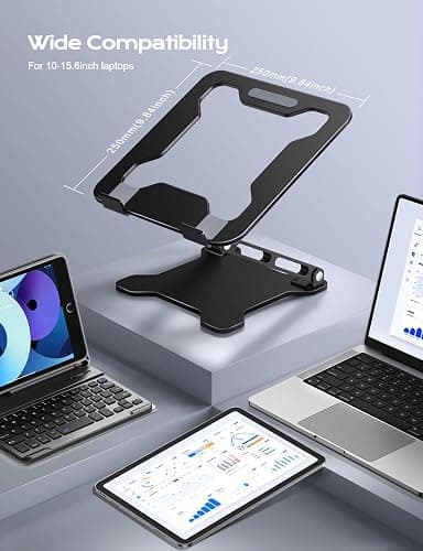 LOXP Adjustable Laptop Stand for Desk, Metal Foldable Laptop Riser, Ventilated Cooling Bracket, Ergonominc Computer Notebook Stand for Desk Compatible with 10-15.6“ Laptops thumbnail 6