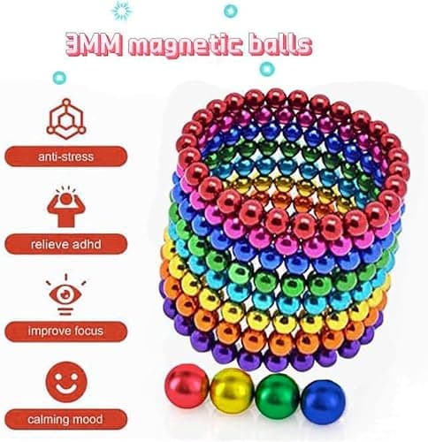 1000PCS 𝙈𝙖𝙜𝙣𝙚𝙩𝙞𝙘 Balls Building 3MM, 10 Colors Stress Relief Desk Toys for Adults, Fidget for Office, 3D Puzzle Sculpture Building Blocks, Creative Gift for 18+ Only. thumbnail 2
