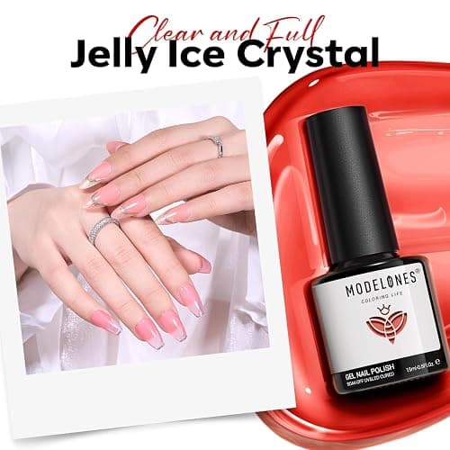 modelones Red Jelly Gel Nail Polish Translucent Gel Polish Christmas Red Neutral Sheer Nails Soak Off LED Nail Lamp Manicure Salon Gift 15 ML thumbnail 8