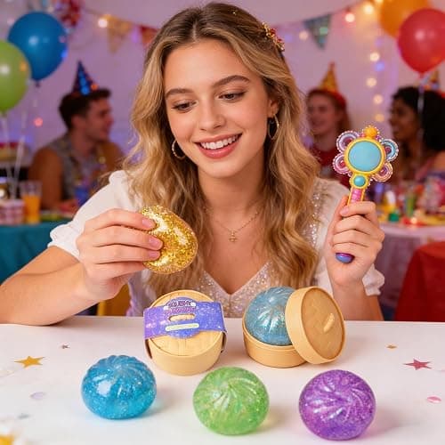 12pcs Dumpling-shaped Soft And Cute Toys | Giant Dumpling Squishys, Cute Soft Glitter Calming For Relaxation Boys Girls Children Adults Students Home Office Classroom thumbnail 2