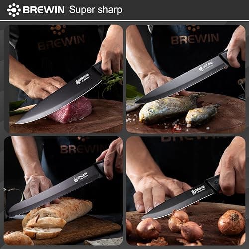 Knife Set, Brewin Kitchen Knife Set, Knives Set for Kitchen, Universal Knife Block, Utility Knife Block Set, New Home Essentials, Apartment Essentials, camping essentials, rv essentials thumbnail 6