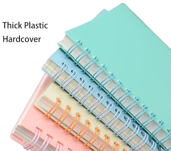 Yansanido Spiral Notebook, 4 Pcs A5 Thick Plastic Hardcover 8mm Ruled 4 Color 80 Sheets -160 Pages Journals for Study and Notes (Light Pink,Light Green,Light Blue,ivory, A5 5.7" x 8.3"-Ruled) thumbnail 3