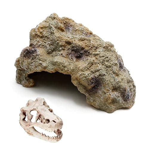 Anxingo Reptile Rock Reptile Cave Hideout for Snakes/Geckos/Lizards/Turtles and Other Amphibians, with Dinosaur Skull (Small) thumbnail 3