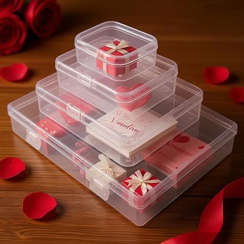 Goodma 24 Pieces Mixed Sizes Rectangular Empty Mini Clear Plastic Organizer | Storage Box Containers, Hinged Lids, For Small Items, Craft Projects thumbnail 2